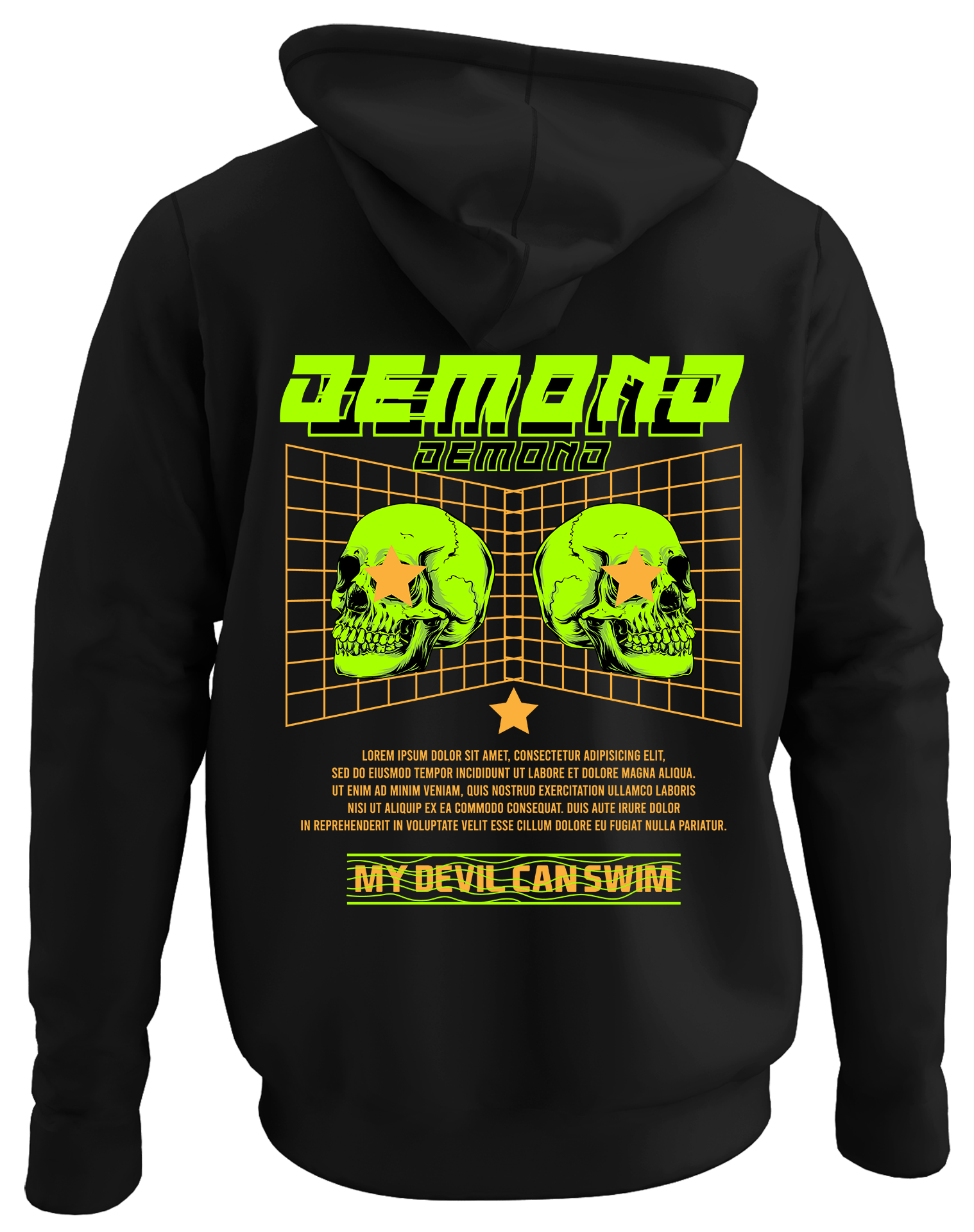 Alfaq My devil canswim back black plain hoodie